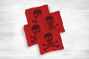 Corn hole bags red skull design