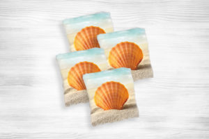 Corn hole bags seashell design